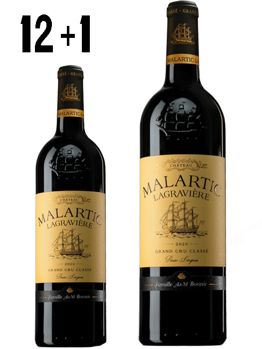 Kaufen Sie 12 Flaschen Malartic Lagraviere 2021 und erhalten Sie 1 Magnumflasche GRATIS dazu.